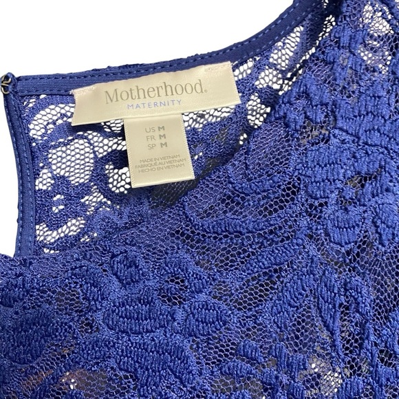 Motherhood Maternity Cap Sleeve Lace Inlet Dress Size M Royal Blue Back Tie - Picture 13 of 13